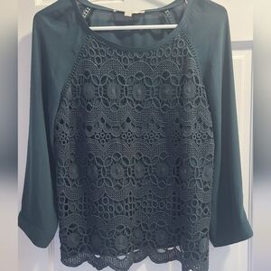 LOFT Dark Green Lace Women's Blouse